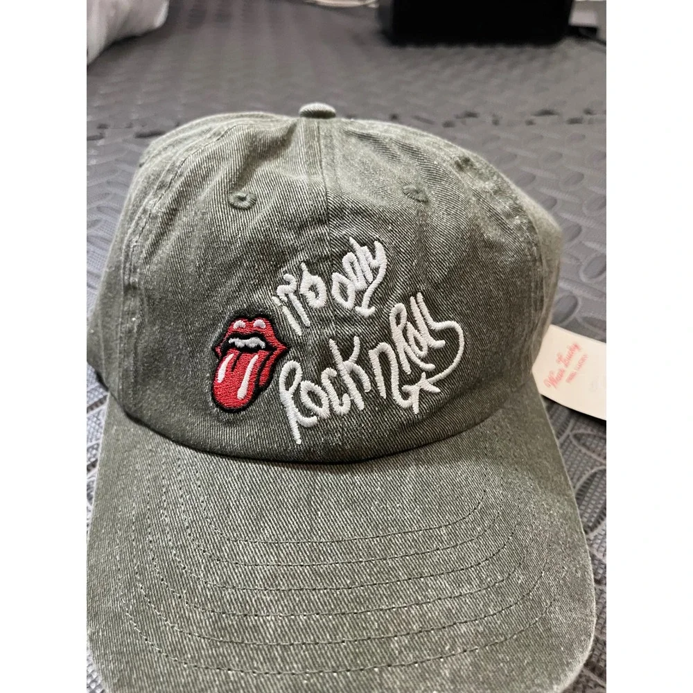 Lucky Brand Rolling Stones‎ Hat Mens OS Green It's Only Rock n Roll Baseball Cap